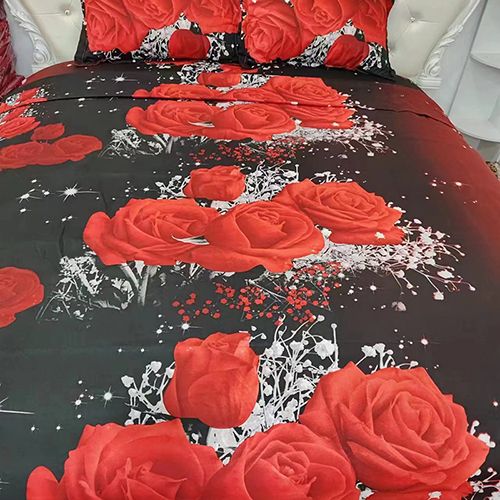 1- piece BedSheet Red Rose Purple Rose pattern 3D Printing Pattern （no pillowcase）