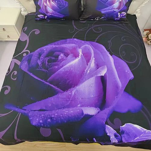 1- piece BedSheet Red Rose Purple Rose pattern 3D Printing Pattern （no pillowcase）