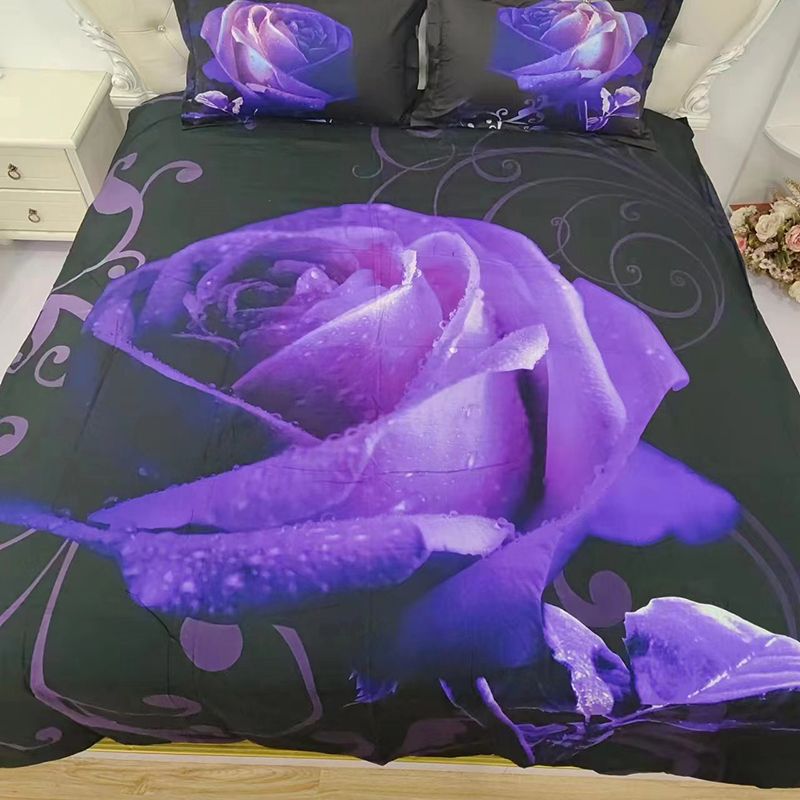 1- piece BedSheet Red Rose Purple Rose pattern 3D Printing Pattern （no pillowcase）