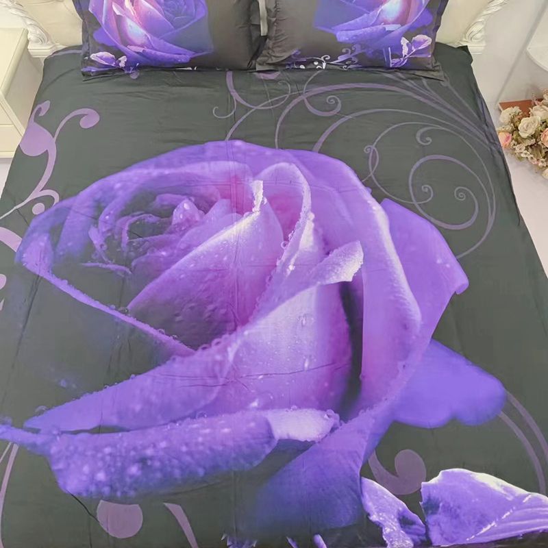 1- piece BedSheet Red Rose Purple Rose pattern 3D Printing Pattern （no pillowcase）
