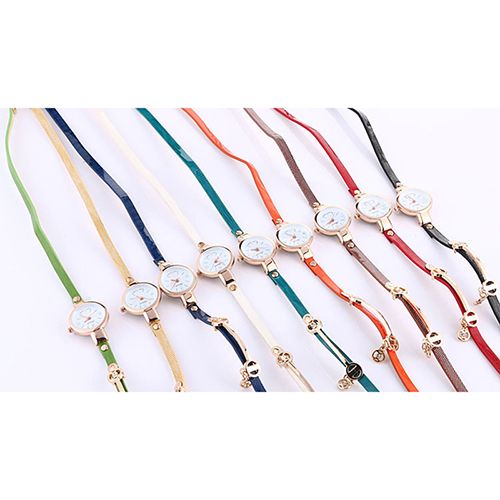 Ladies Bracelet Watch Alloy Diamond Fashion Pendant Watch Quartz Watch PU Thin Strap Watch Ladies
