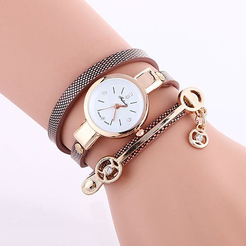 Ladies Bracelet Watch Alloy Diamond Fashion Pendant Watch Quartz Watch PU Thin Strap Watch Ladies