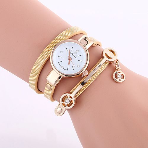 Ladies Bracelet Watch Alloy Diamond Fashion Pendant Watch Quartz Watch PU Thin Strap Watch Ladies