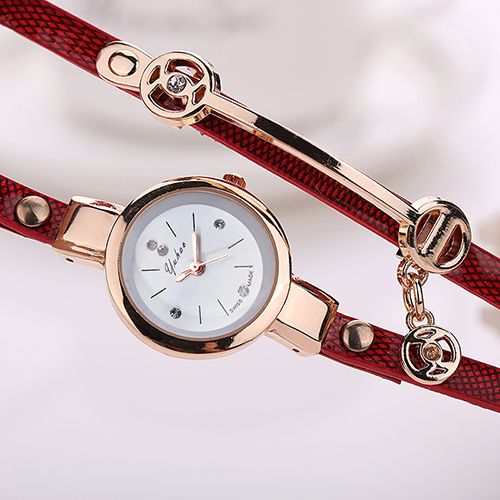 Ladies Bracelet Watch Alloy Diamond Fashion Pendant Watch Quartz Watch PU Thin Strap Watch Ladies