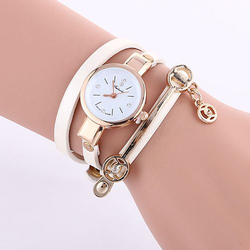 Ladies Bracelet Watch Alloy Diamond Fashion Pendant Watch Quartz Watch PU Thin Strap Watch Ladies