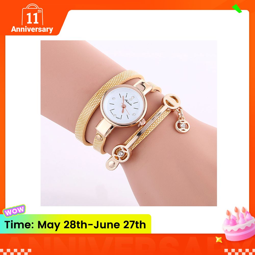 Ladies Bracelet Watch Alloy Diamond Fashion Pendant Watch Quartz Watch PU Thin Strap Watch Ladies