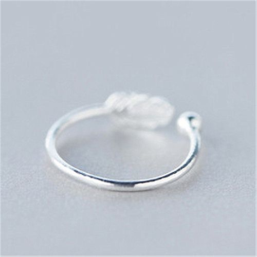 2-Pieces S925 Silver Open Live Leaf Ring Silver Ring simple, fresh and elegant