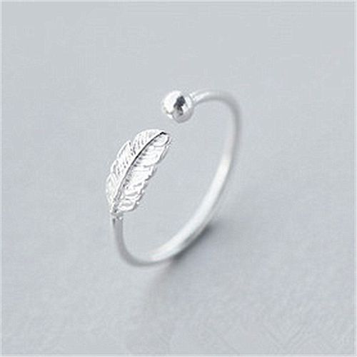 2-Pieces S925 Silver Open Live Leaf Ring Silver Ring simple, fresh and elegant