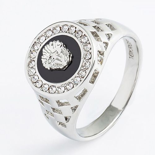 Men's ring Jewelry creative diamond lion head inlaid zircon hollow exquisite pattern domineering ring lion style patton