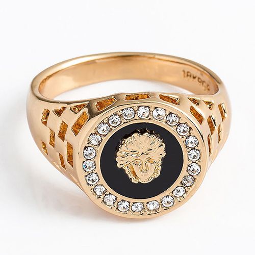 Men's ring Jewelry creative diamond lion head inlaid zircon hollow exquisite pattern domineering ring lion style patton