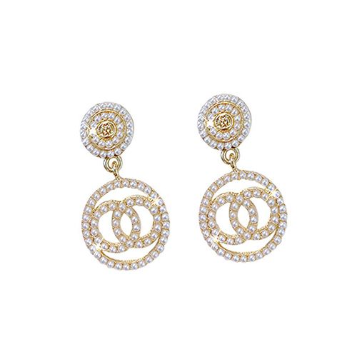 1-Pair S925 Silver Needle Fashion Simple Full Diamond Circle Earrings All-match French Retro Earrings Diamond Earrings  Styles Shipped Randomly