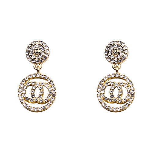 1-Pair S925 Silver Needle Fashion Simple Full Diamond Circle Earrings All-match French Retro Earrings Diamond Earrings  Styles Shipped Randomly