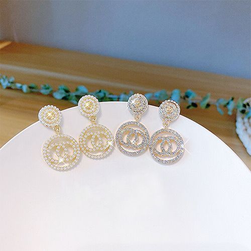 1-Pair S925 Silver Needle Fashion Simple Full Diamond Circle Earrings All-match French Retro Earrings Diamond Earrings  Styles Shipped Randomly