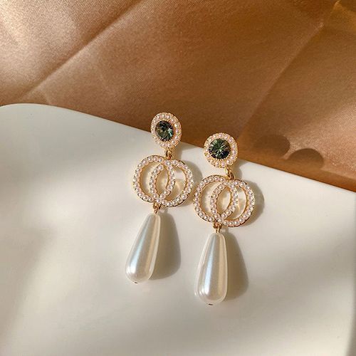 1-Pair S925 Silver Needle Fashion Simple Full Diamond Circle Earrings All-match French Retro Earrings Diamond Earrings  Styles Shipped Randomly