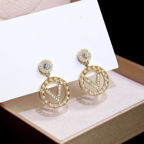 1-Pair S925 Silver Needle Fashion Simple Full Diamond Circle Earrings All-match French Retro Earrings Diamond Earrings  Styles Shipped Randomly