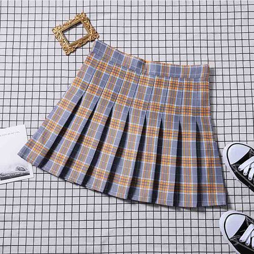 Pleated skirt New high-waisted multi-color A-line skirt preppy student young girl autumn/winter plaid skirt
