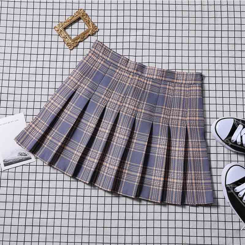 Pleated skirt New high-waisted multi-color A-line skirt preppy student young girl autumn/winter plaid skirt
