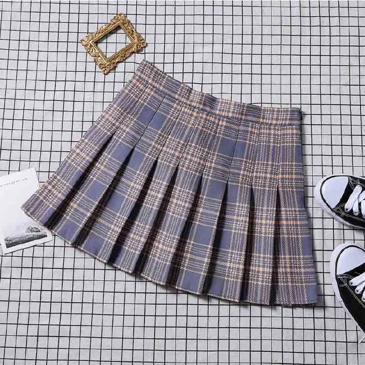 Pleated skirt New high-waisted multi-color A-line skirt preppy student young girl autumn/winter plaid skirt