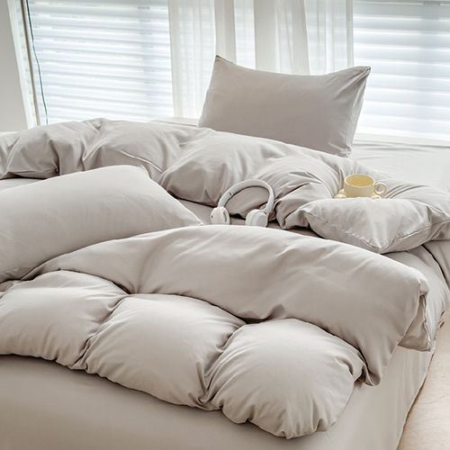 4-piece bedding set, solid color washed cotton 1duvet cover+1 bed sheet +2 pillowcases，no duvets