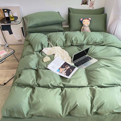 4-piece bedding set, solid color washed cotton 1duvet cover+1 bed sheet +2 pillowcases，no duvets