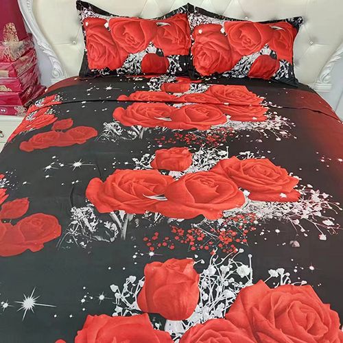 3-piece Bedding sets (1 duvet cover+2 pillowcases) elastic zipper design with 3D pattern Red rose Purple Rose Wolf tiger pattern （no duvet and no pillow）