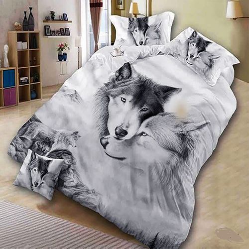 3-piece Bedding sets (1 duvet cover+2 pillowcases) elastic zipper design with 3D pattern Red rose Purple Rose Wolf tiger pattern （no duvet and no pillow）