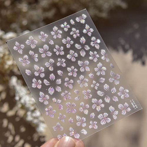4-sheets Shell Light Dynamic Flower Nail Stickers Dreamy and Prosperous High end Ice Flower Jewelry Stickers view 6