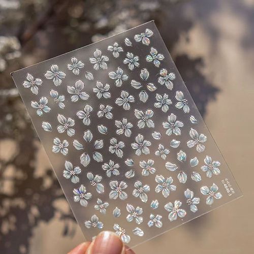 4-sheets Shell Light Dynamic Flower Nail Stickers Dreamy and Prosperous High end Ice Flower Jewelry Stickers view 7