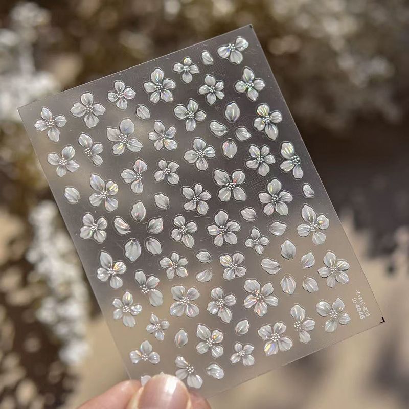 4-sheets Shell Light Dynamic Flower Nail Stickers Dreamy and Prosperous High end Ice Flower Jewelry Stickers view 5
