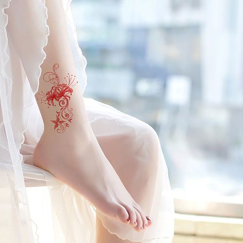 Tattoo stickers for waterproof long-lasting sexy women collarbone ankle cherry blossom rose small fresh girl tattoo stickers