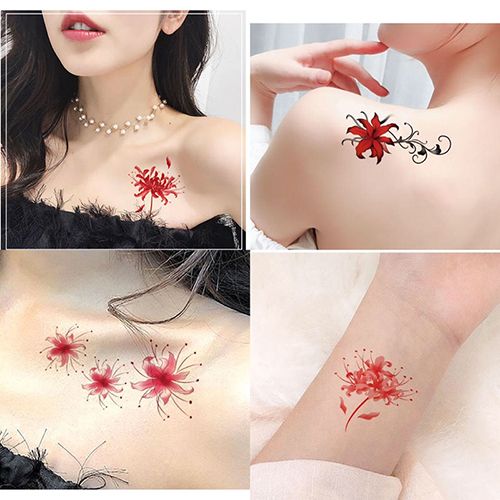 Tattoo stickers for waterproof long-lasting sexy women collarbone ankle cherry blossom rose small fresh girl tattoo stickers