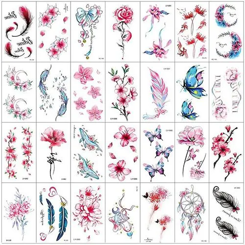 30pcs Tattoo stickers for waterproof long-lasting sexy women collarbone ankle cherry blossom rose small fresh girl tattoo stickers