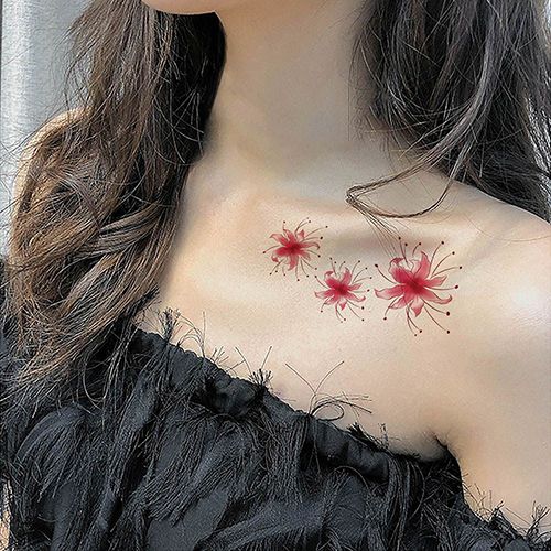 Tattoo stickers for waterproof long-lasting sexy women collarbone ankle cherry blossom rose small fresh girl tattoo stickers
