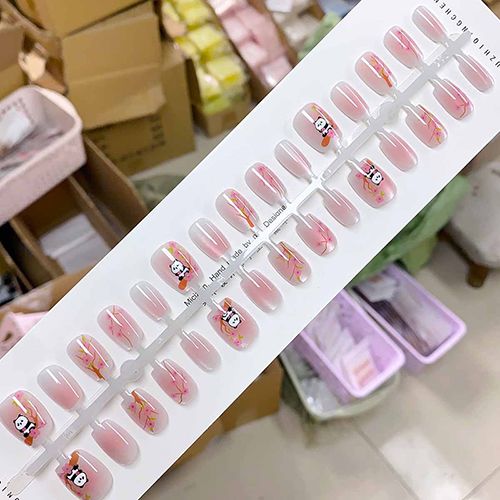 30pcs Fake Nails Reusable Stick On Nails Press on Full Cover False Nail Tips with Jelly Stickers Makeup Accessories