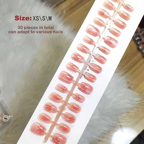 30pcs Fake Nails Reusable Stick On Nails Press on Full Cover False Nail Tips with Jelly Stickers Makeup Accessories