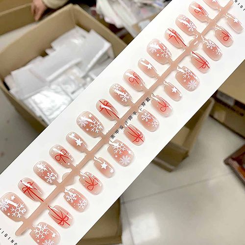 30pcs Fake Nails Reusable Stick On Nails Press on Full Cover False Nail Tips with Jelly Stickers Makeup Accessories