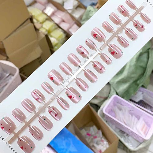 30pcs Fake Nails Reusable Stick On Nails Press on Full Cover False Nail Tips with Jelly Stickers Makeup Accessories
