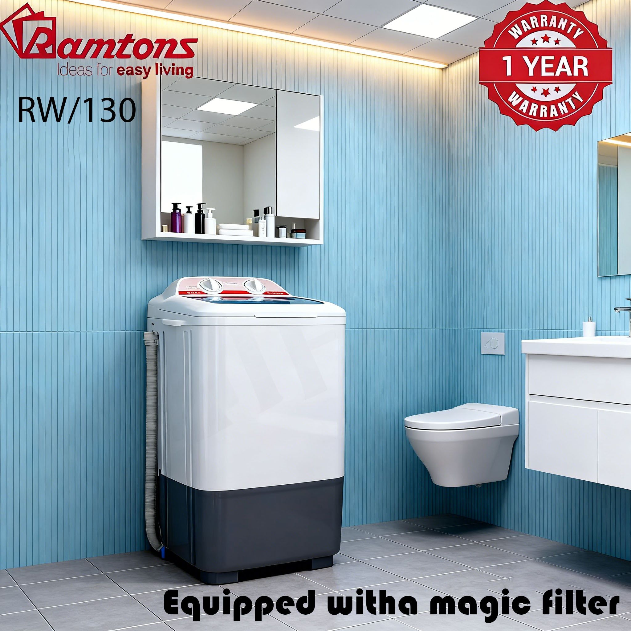 Ramtons SINGLE TUB SEMI AUTOMATIC 9KG WASH ONLY - RW/130 Front Load Washing Machine washing machine semi-automatic washing machine[Black Friday!]