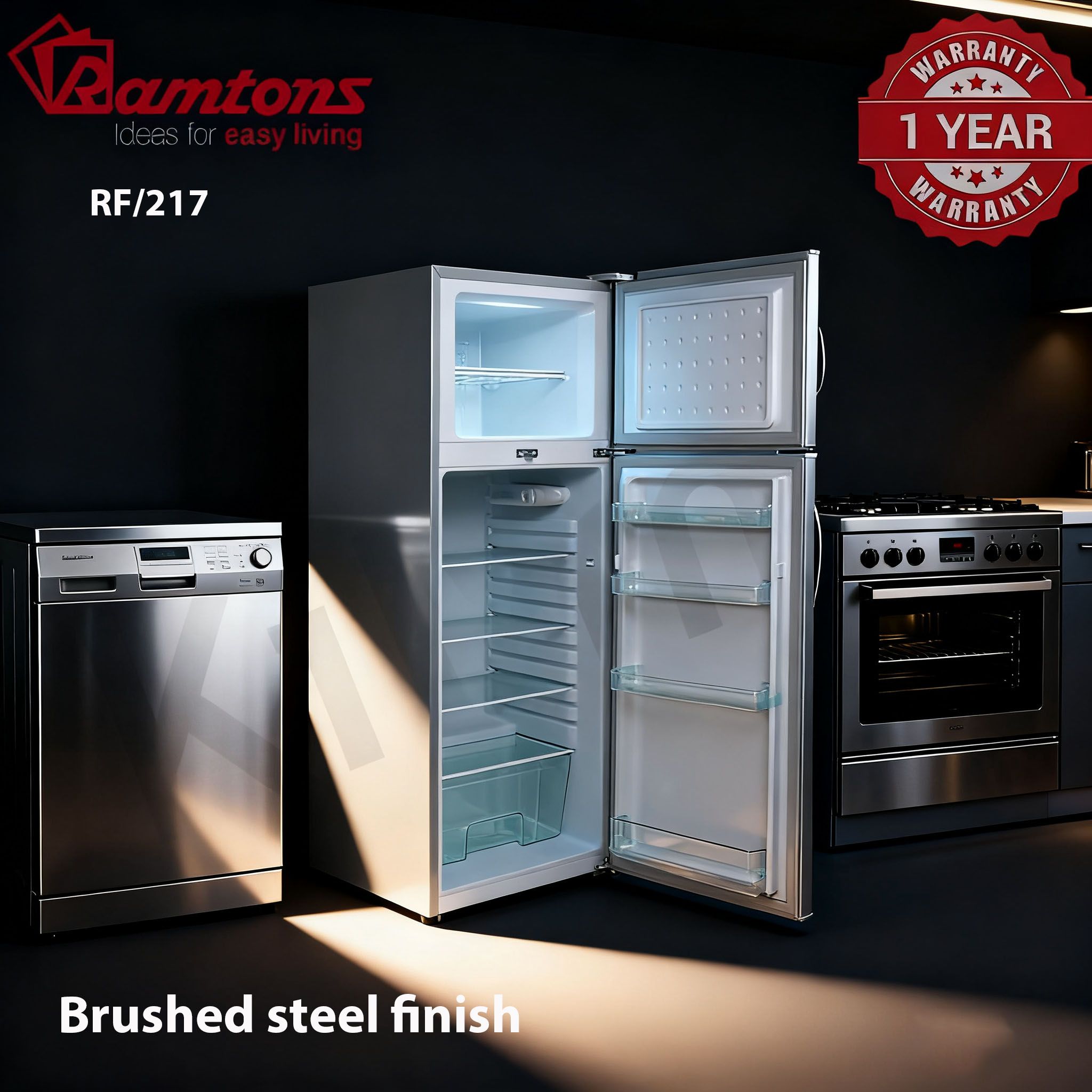 RAMTONS RF/217 213 LITERS 2 DOOR DIRECT COOL FRIDGE, SILVER