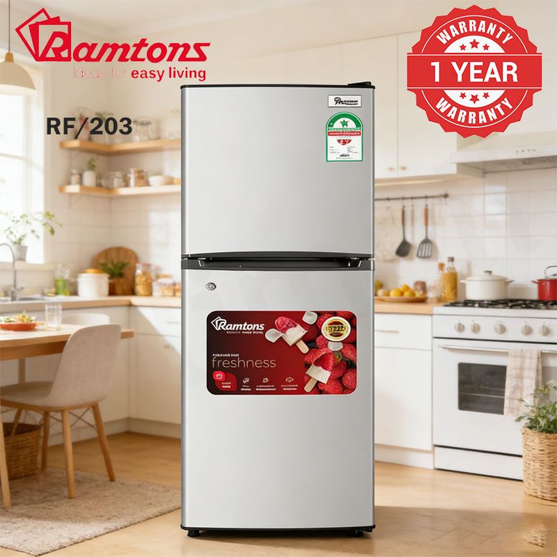 Ramtons RF/203, 2 Door Direct Cool Fridge, 128 Litres - Silver(1YR WRTY)
