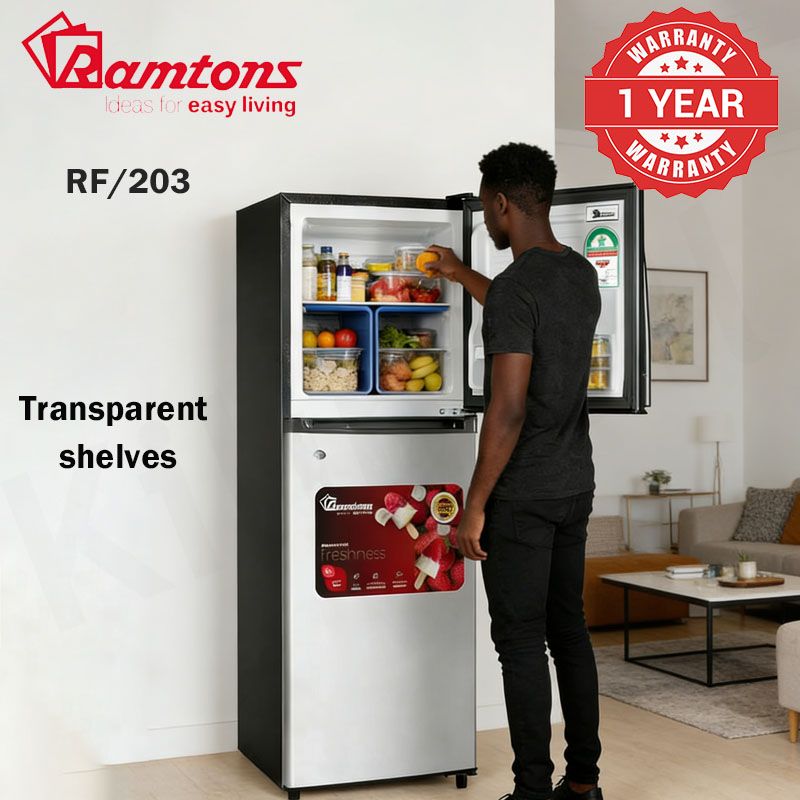 Ramtons RF/203, 2 Door Direct Cool Fridge, 128 Litres - Silver(1YR WRTY)
