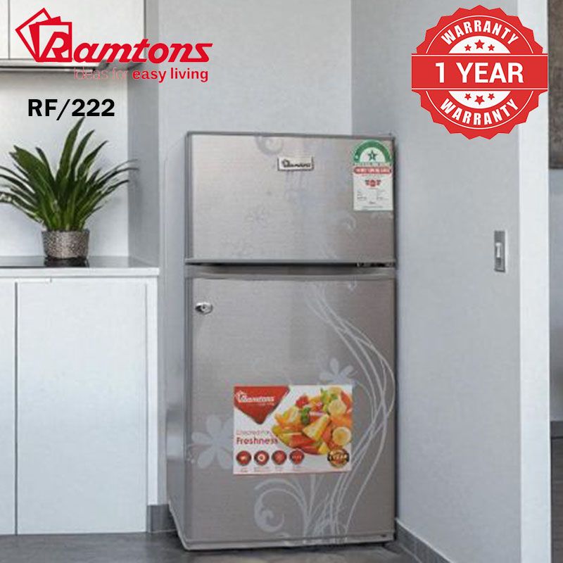 Ramtons RF/222 90 LITRES DOUBLE DOOR DIRECT COOL FRIDGE, SILVER- RF/222
