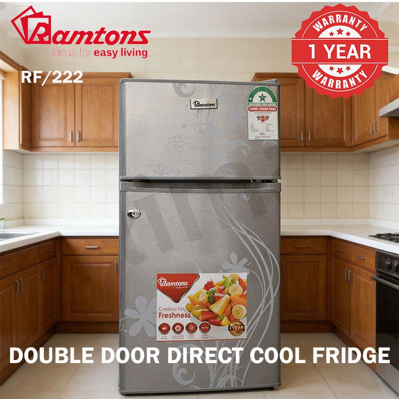 Ramtons RF/222 90 LITRES DOUBLE DOOR DIRECT COOL FRIDGE, SILVER- RF/222