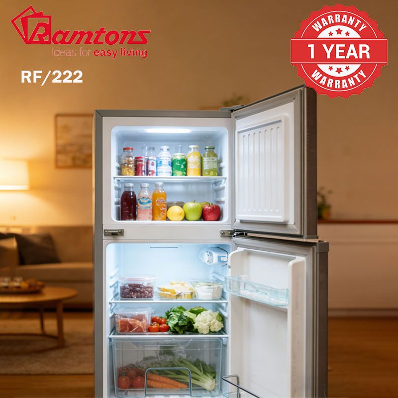 Ramtons RF/222 90 LITRES DOUBLE DOOR DIRECT COOL FRIDGE, SILVER- RF/222