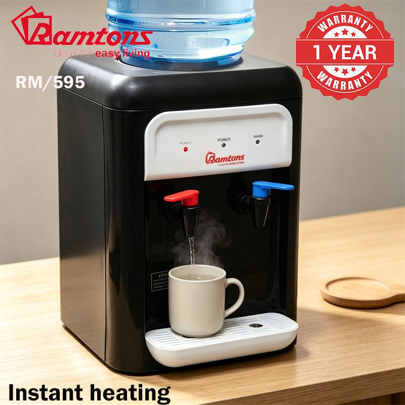 RM/595-Ramtons RM/595-Table Top Hot & Normal Water Dispenser，Hot and Normal, Table Top， Cold Water- 2.0L/H ， Hot Water- 5.0L/H， Rate cooling power input: 88w， Rate heating power input: 550w，