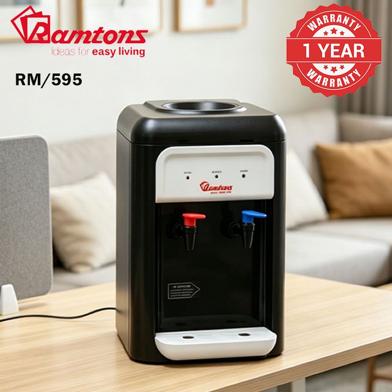RM/595-Ramtons RM/595-Table Top Hot & Normal Water Dispenser，Hot and Normal, Table Top， Cold Water- 2.0L/H ， Hot Water- 5.0L/H， Rate cooling power input: 88w， Rate heating power input: 550w，