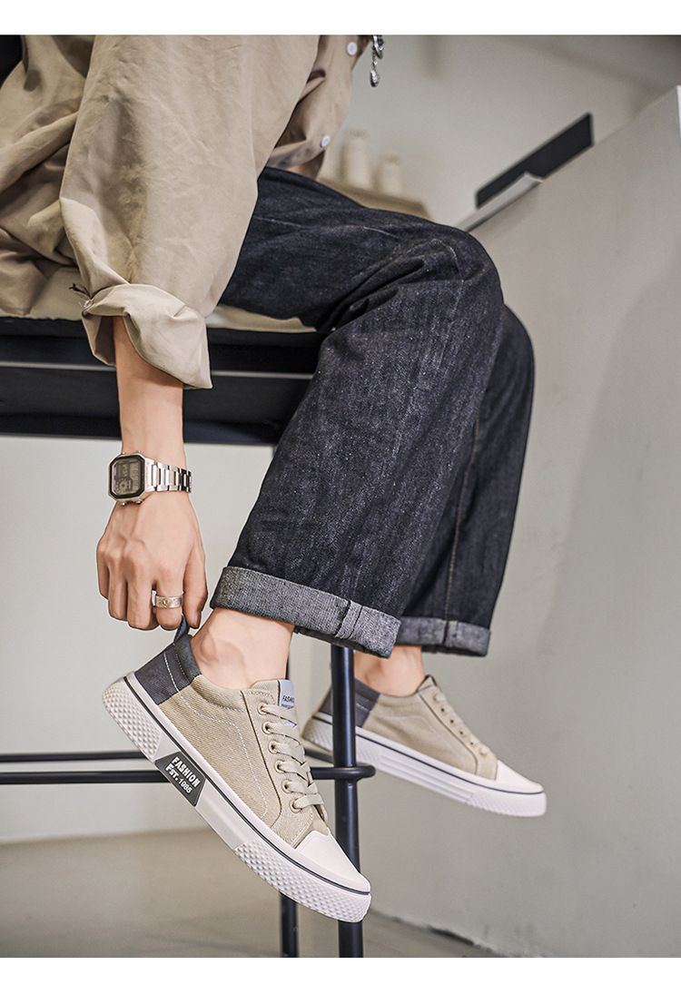 Plus size 41-46 men shoes canvas shoes men shoes sneakers contrast color shoes