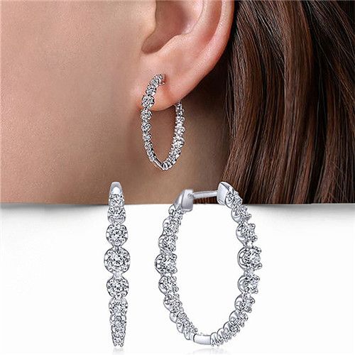 Lady New Fashion Round Zircon Earrings Women Unique Design Earrings Hoop Daily Wear. Niche Style Jewelry Accessories