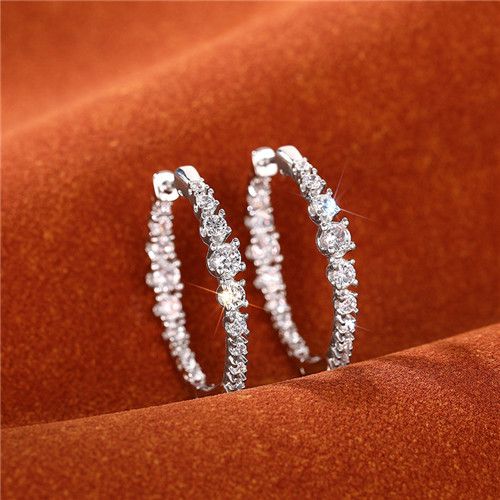 Lady New Fashion Round Zircon Earrings Women Unique Design Earrings Hoop Daily Wear. Niche Style Jewelry Accessories
