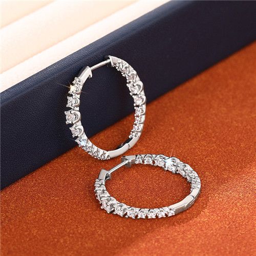Lady New Fashion Round Zircon Earrings Women Unique Design Earrings Hoop Daily Wear. Niche Style Jewelry Accessories